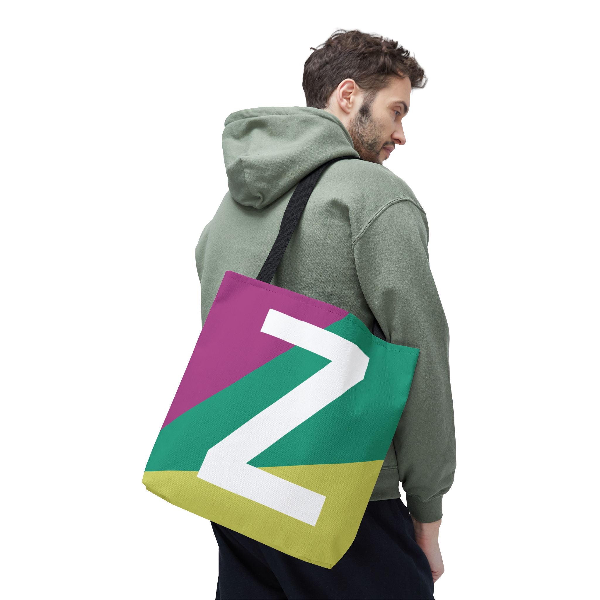 Monogram 'Z' Colorblock Tote Bag — Personalized Initial Z Shoulder Tote