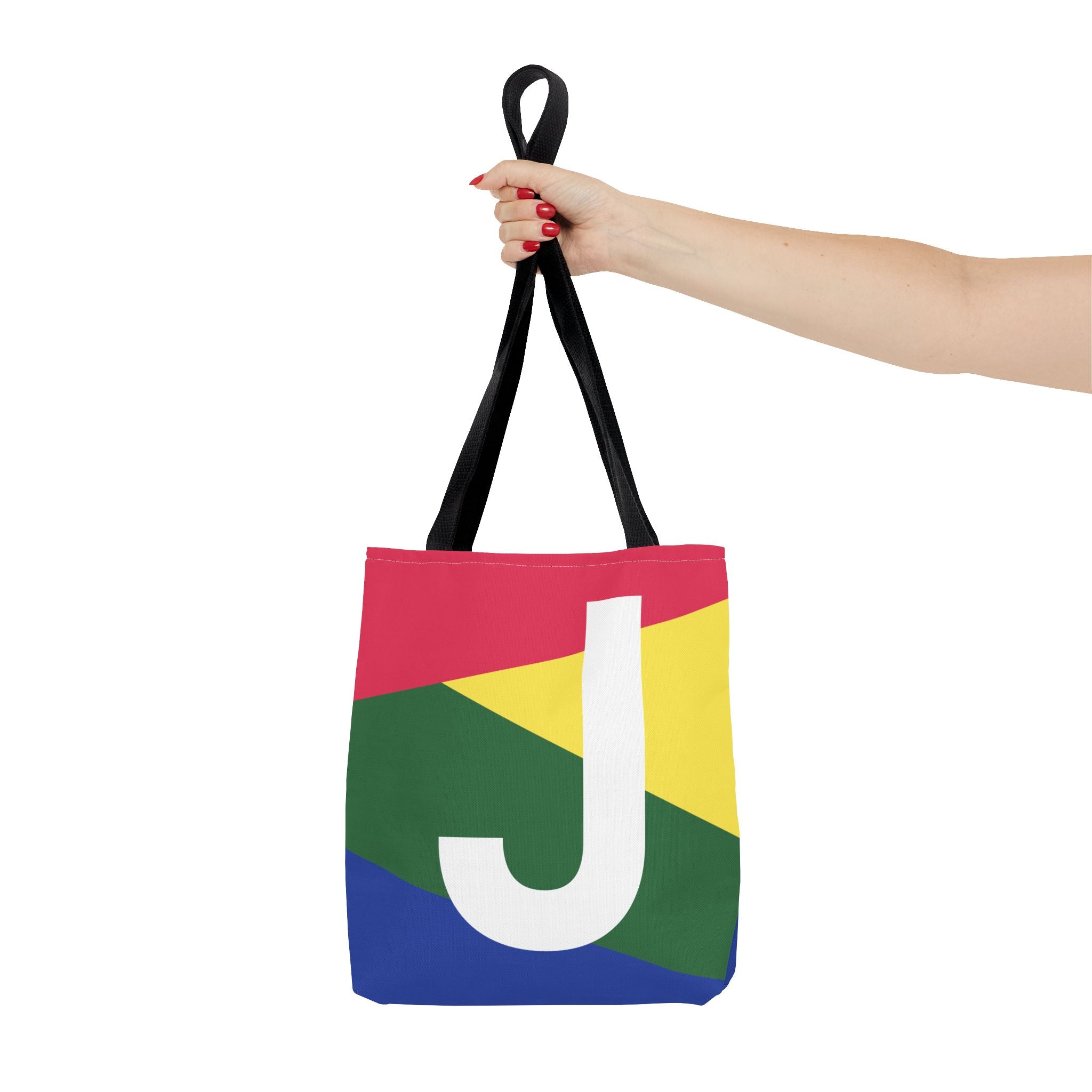 Monogram 'J' Colorblock Tote Bag — Personalized Initial J Shoulder Tote