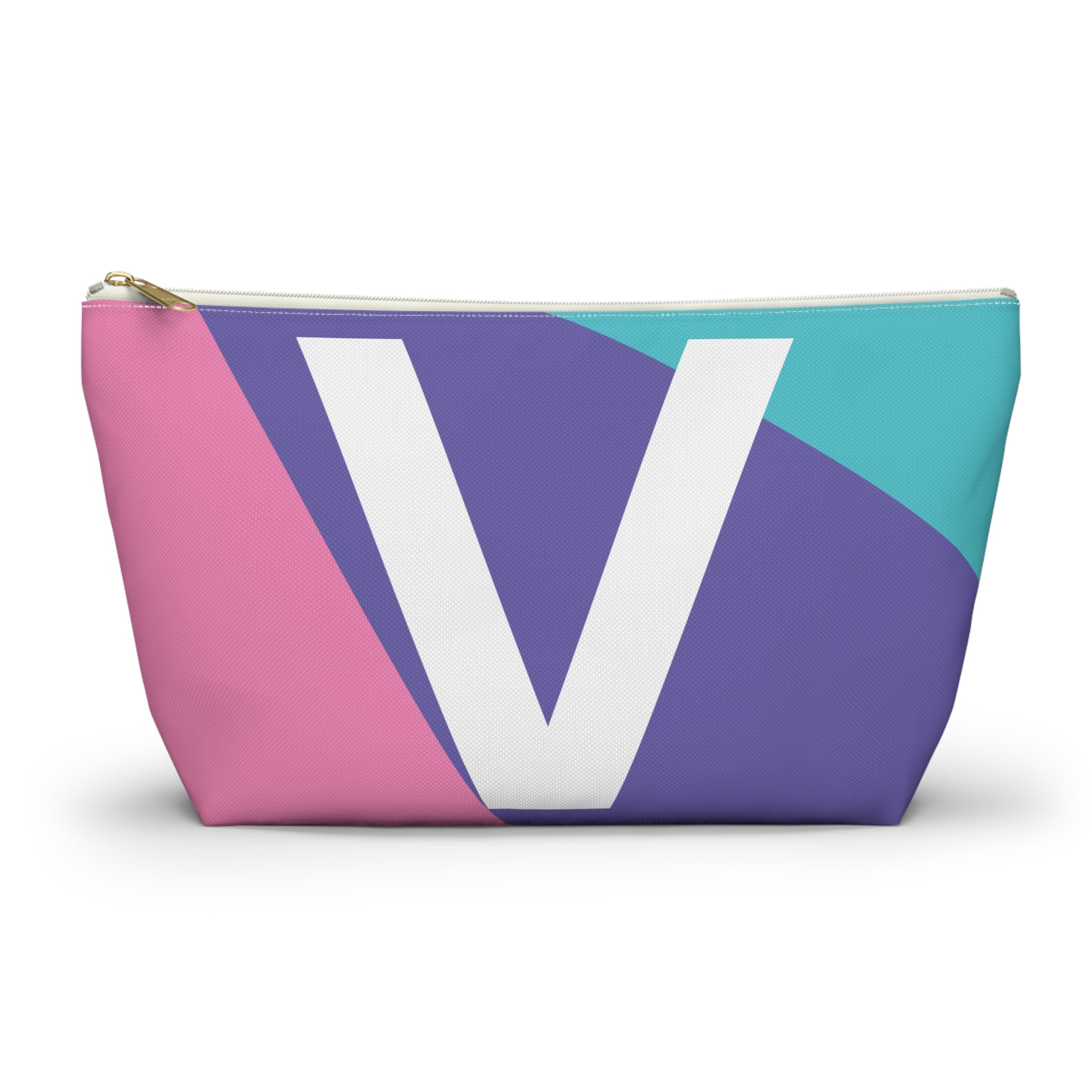Initials Colorblock Accessory Pouch — Monogram V T-Bottom Cosmetic Bag