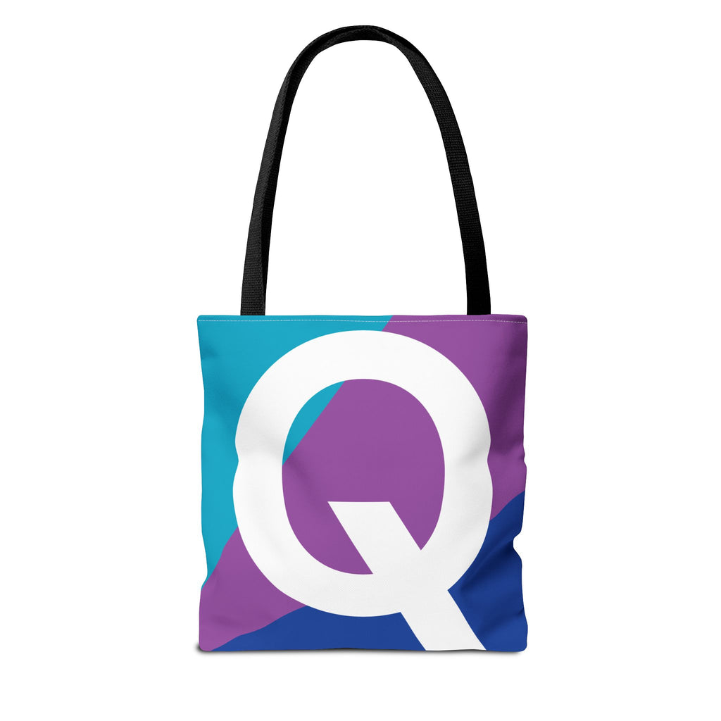 Monogram 'Q' Colorblock Tote Bag — Personalized Initial Q Shoulder Tote