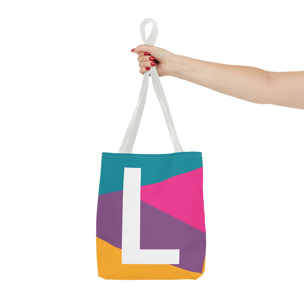 Monogram 'L' Colorblock Tote Bag — Personalized Initial L Shoulder Tote