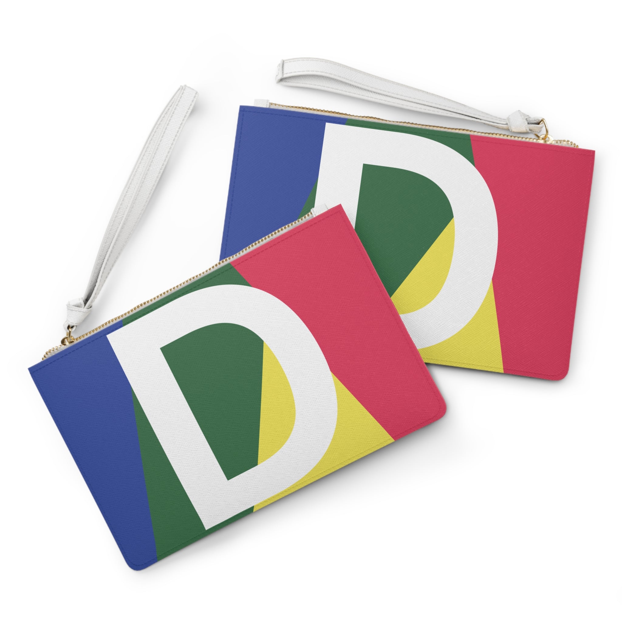 Monogram 'D' Colorblock Clutch Bag — Bold Geometric Wristlet for Everyday & Gifts