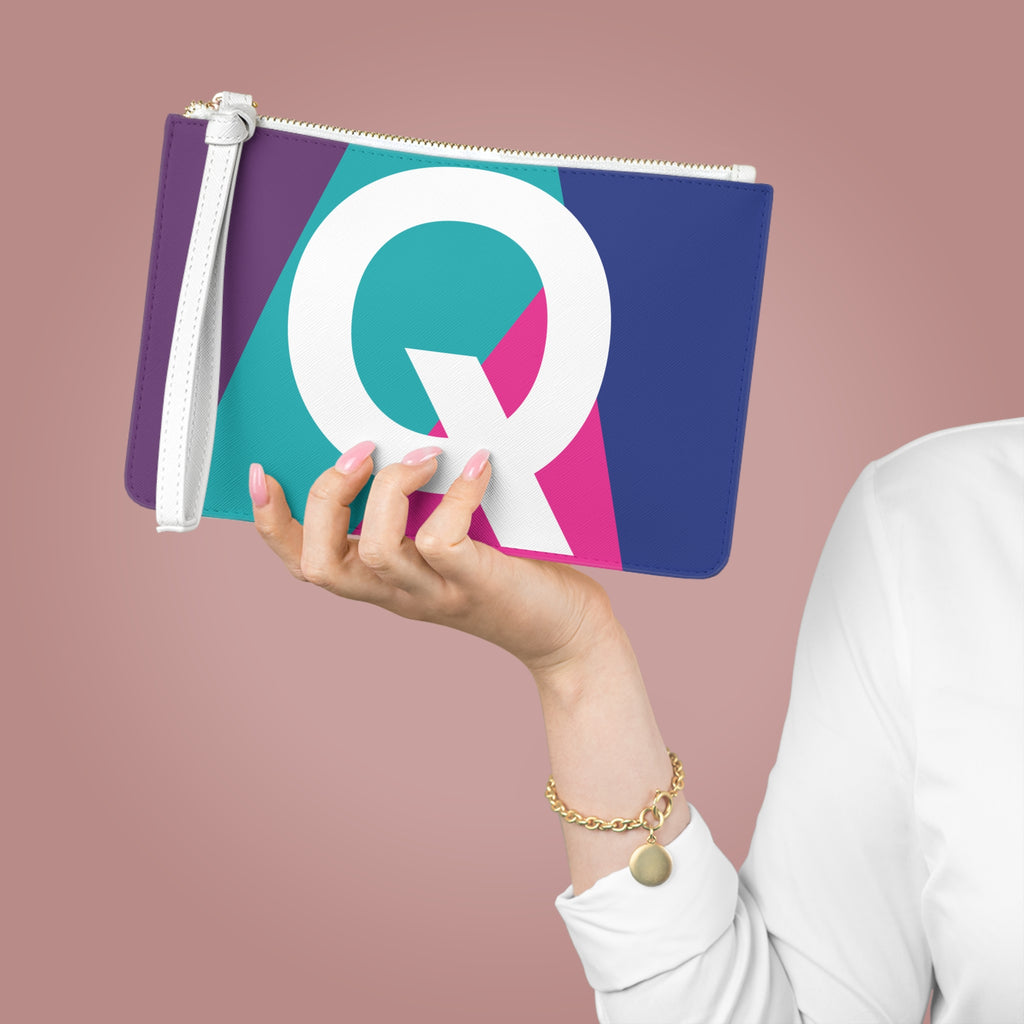 Monogram 'Q' Colorblock Clutch Bag — Bold Geometric Wristlet for Everyday & Gifts