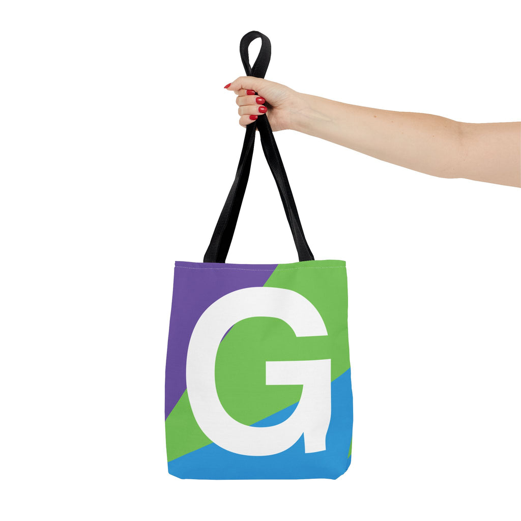 Monogram 'G' Colorblock Tote Bag — Personalized Initial G Shoulder Tote
