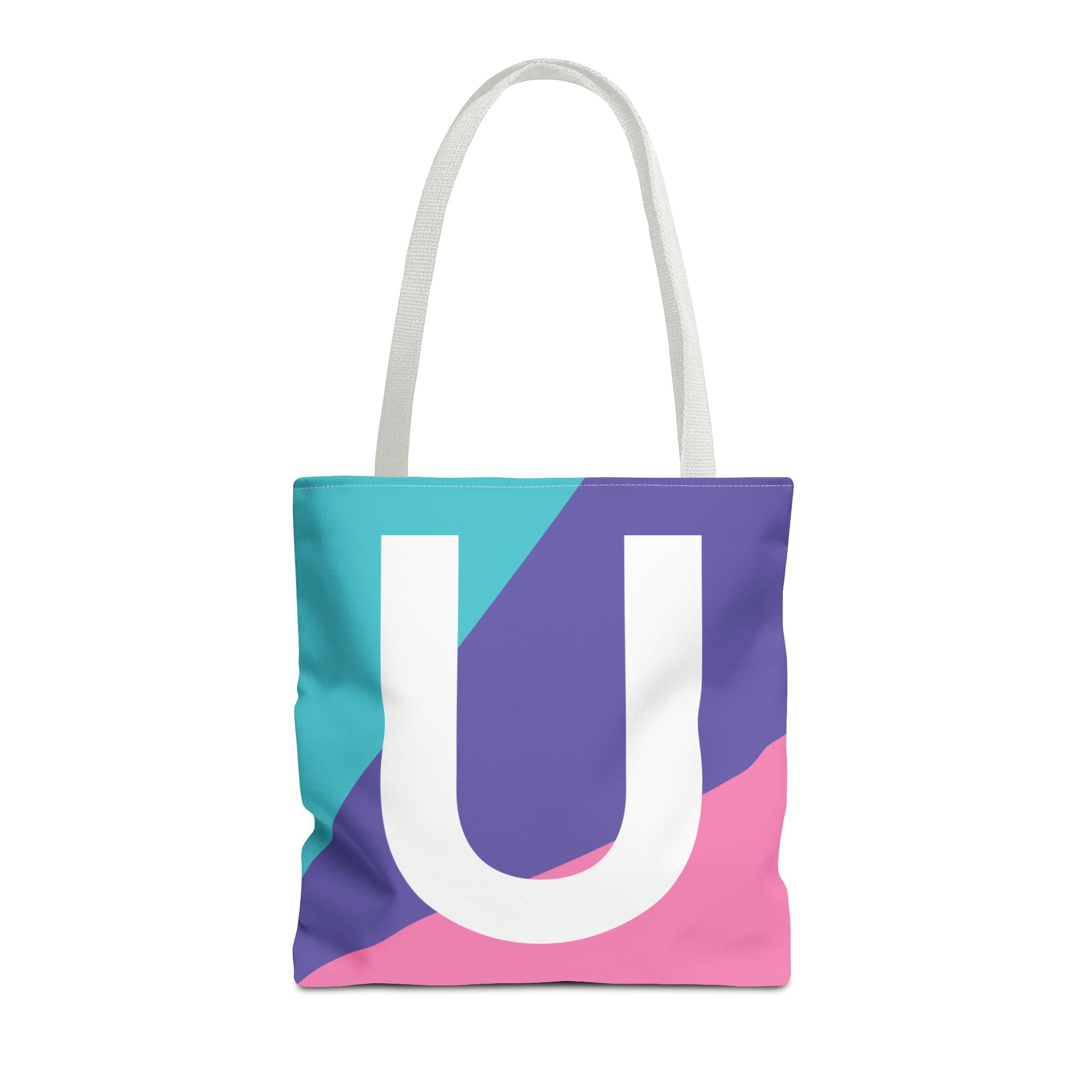 Monogram 'U' Colorblock Tote Bag — Personalized Initial U Shoulder Tote