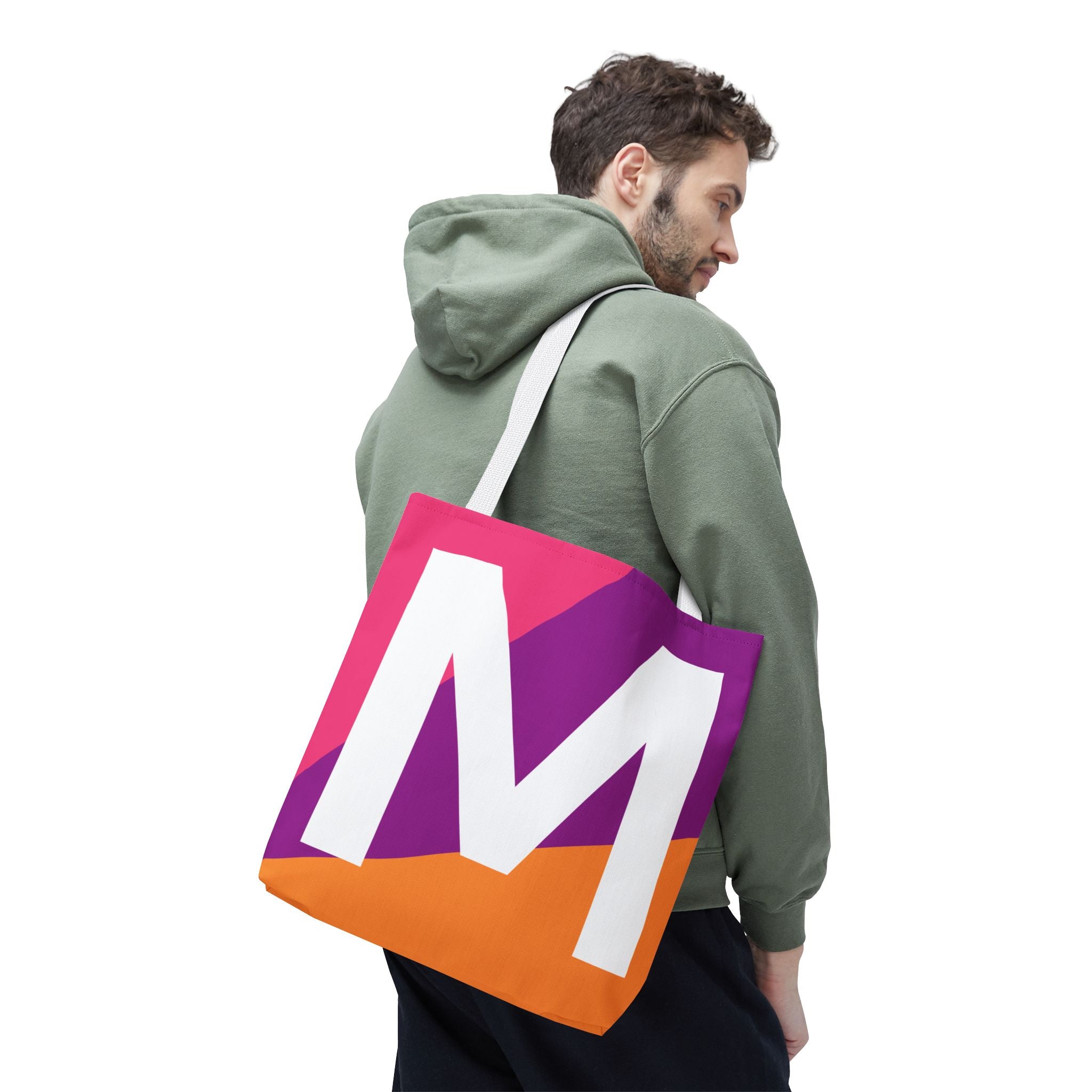 Monogram 'M' Colorblock Tote Bag — Personalized Initial M Shoulder Tote