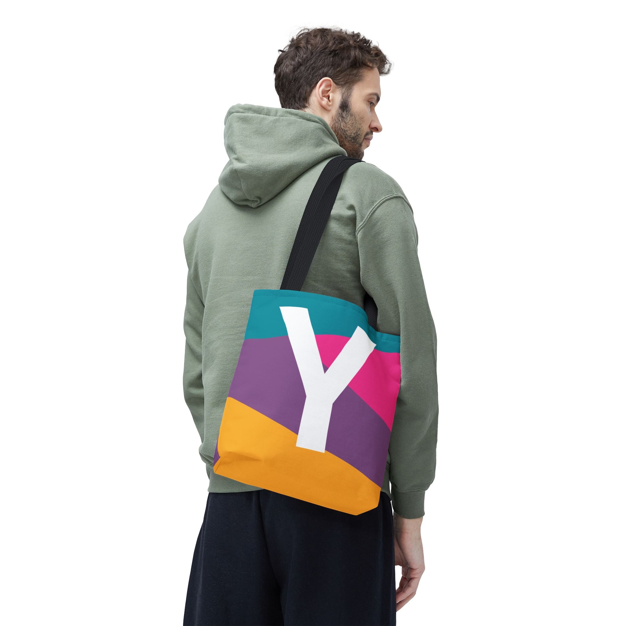 Monogram 'Y' Colorblock Tote Bag — Personalized Initial Y Shoulder Tote