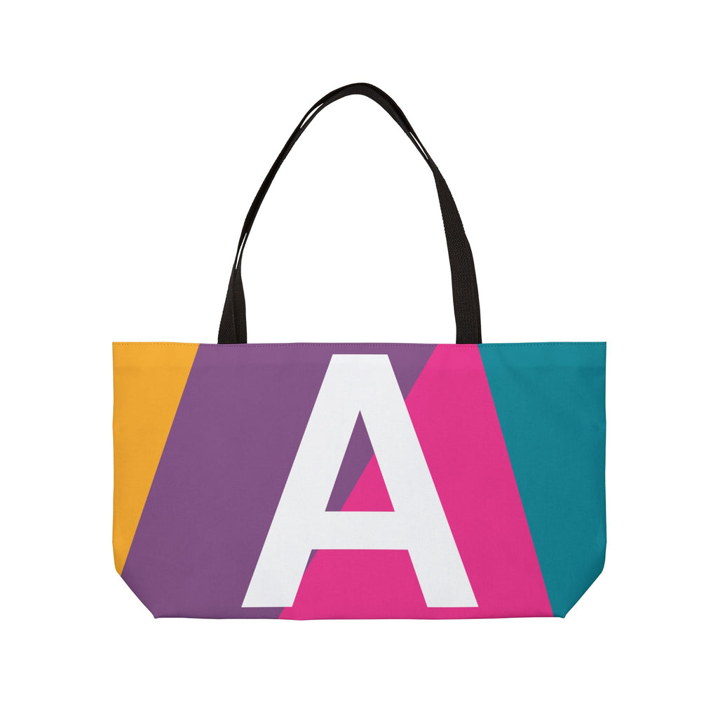 Personalized 'A' Colorblock Tote Bag — Monogram Weekender Tote