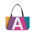 Personalized 'A' Colorblock Tote Bag — Monogram Weekender Tote