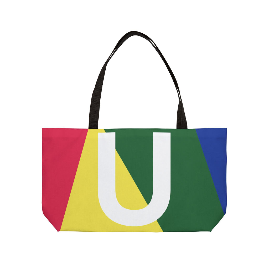 Personalized 'U' Colorblock Tote Bag — Monogram Weekender Tote