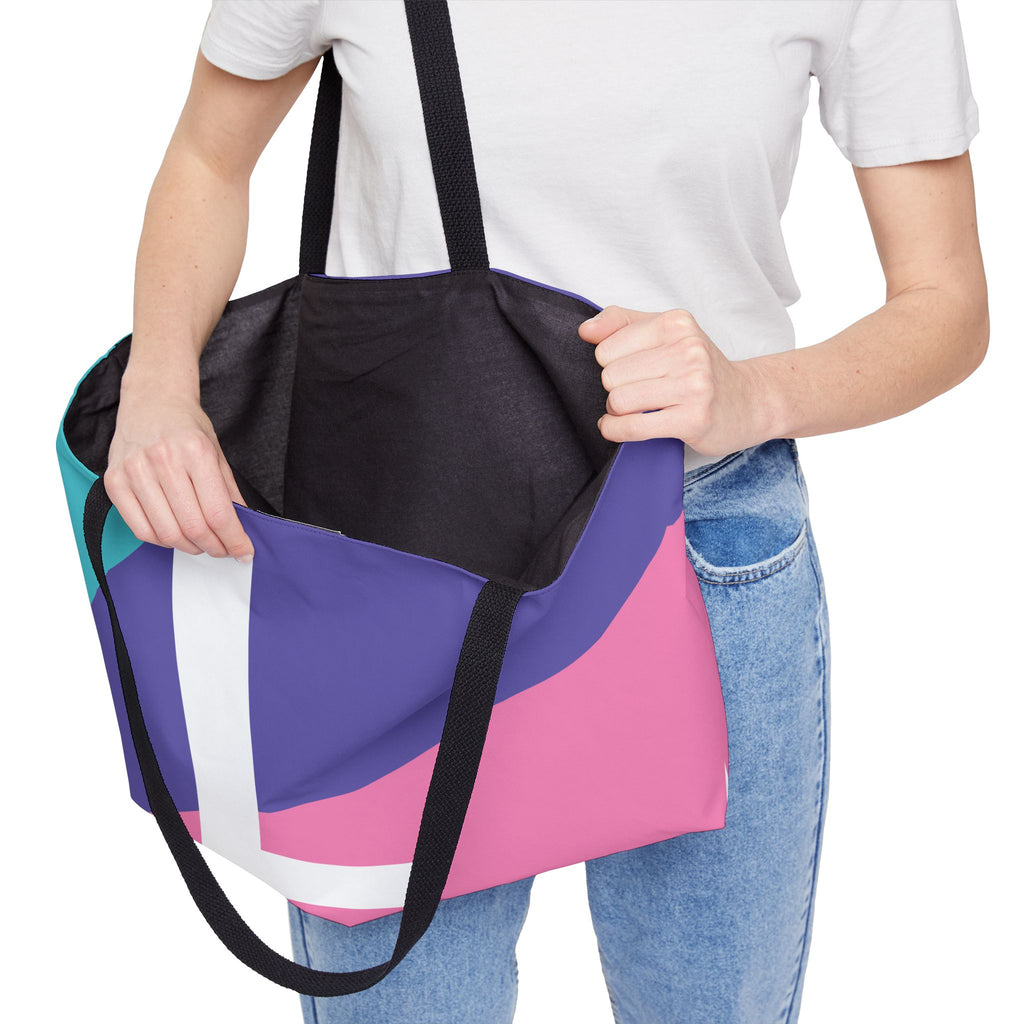 Personalized 'L' Colorblock Tote Bag — Monogram Weekender Tote