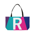 Personalized 'R' Colorblock Tote Bag — Monogram Weekender Tote
