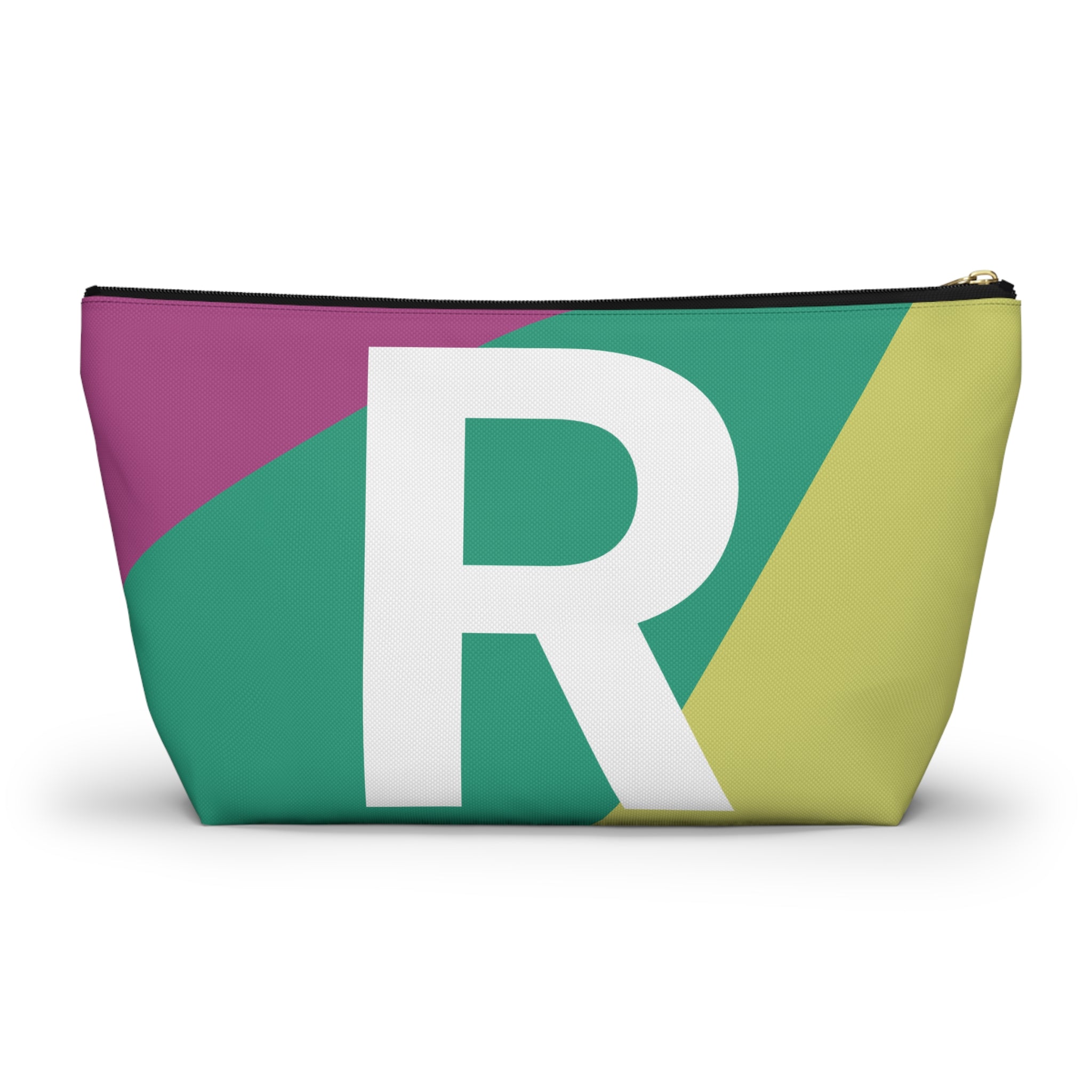 Initials Colorblock Accessory Pouch — Monogram R T-Bottom Cosmetic Bag