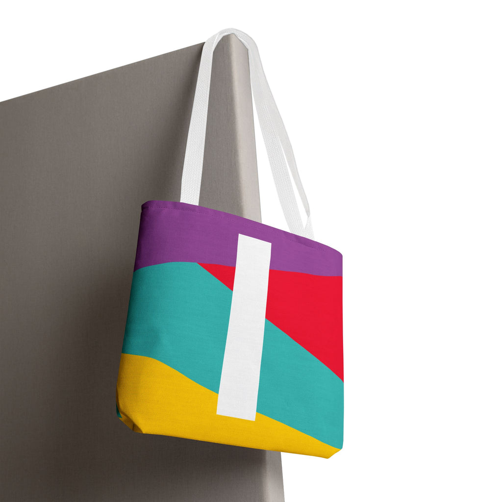 Monogram 'I' Colorblock Tote Bag — Personalized Initial I Shoulder Tote
