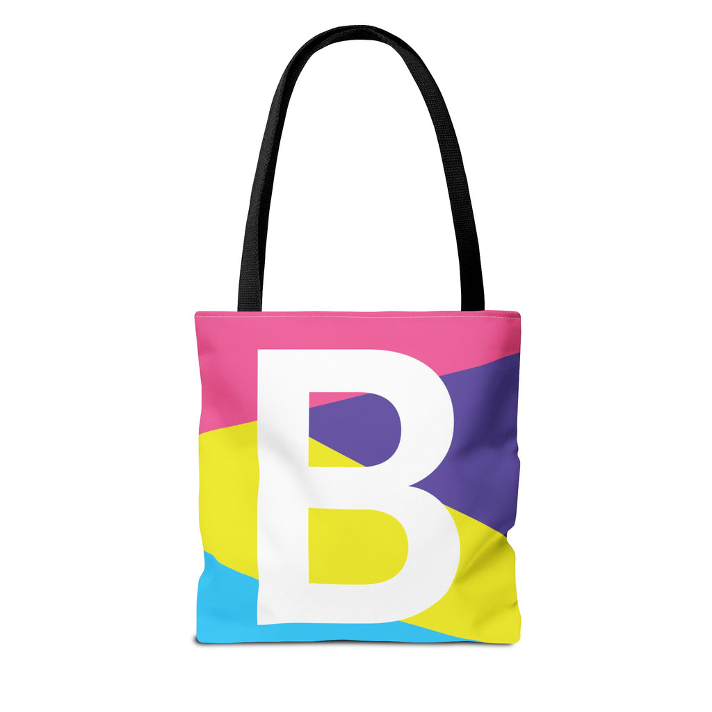 Monogram 'B' Colorblock Tote Bag — Personalized Initial B Shoulder Tote