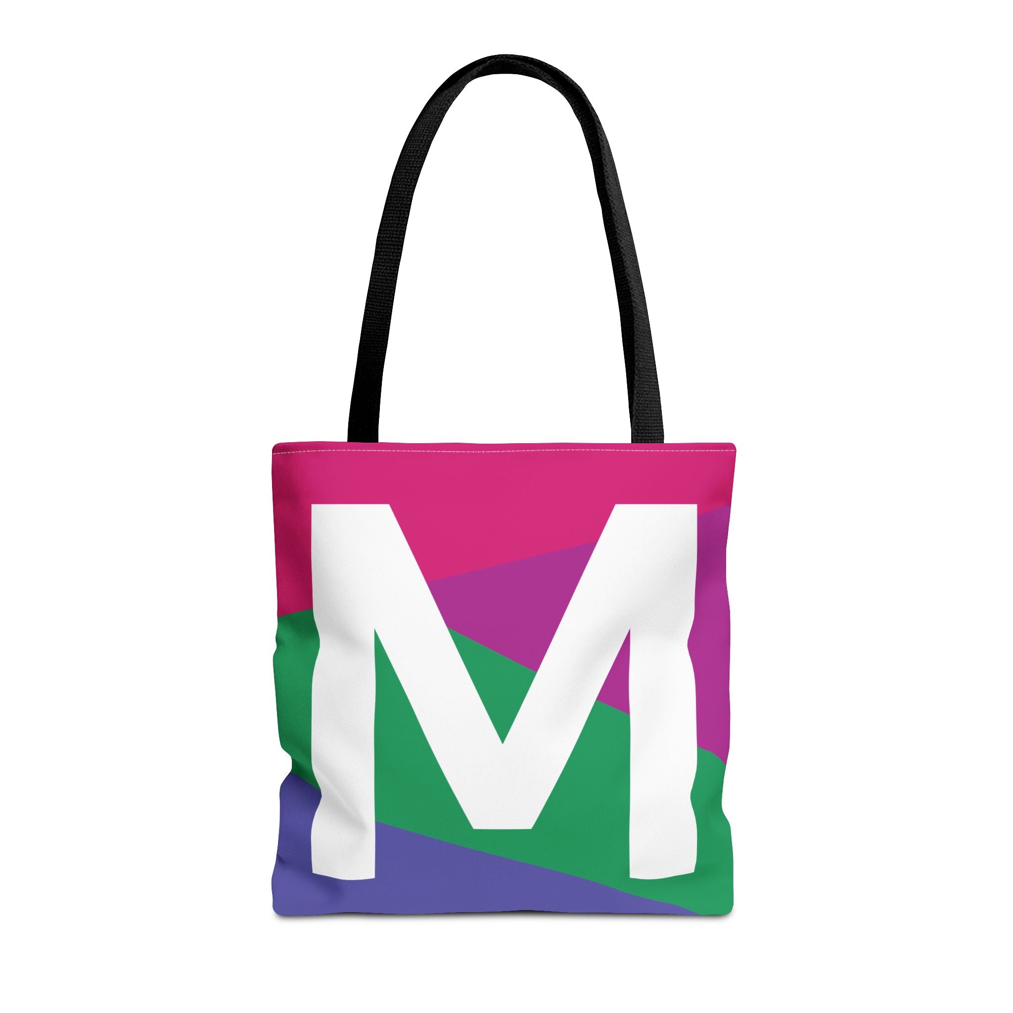 Monogram 'M' Colorblock Tote Bag — Personalized Initial M Shoulder Tote