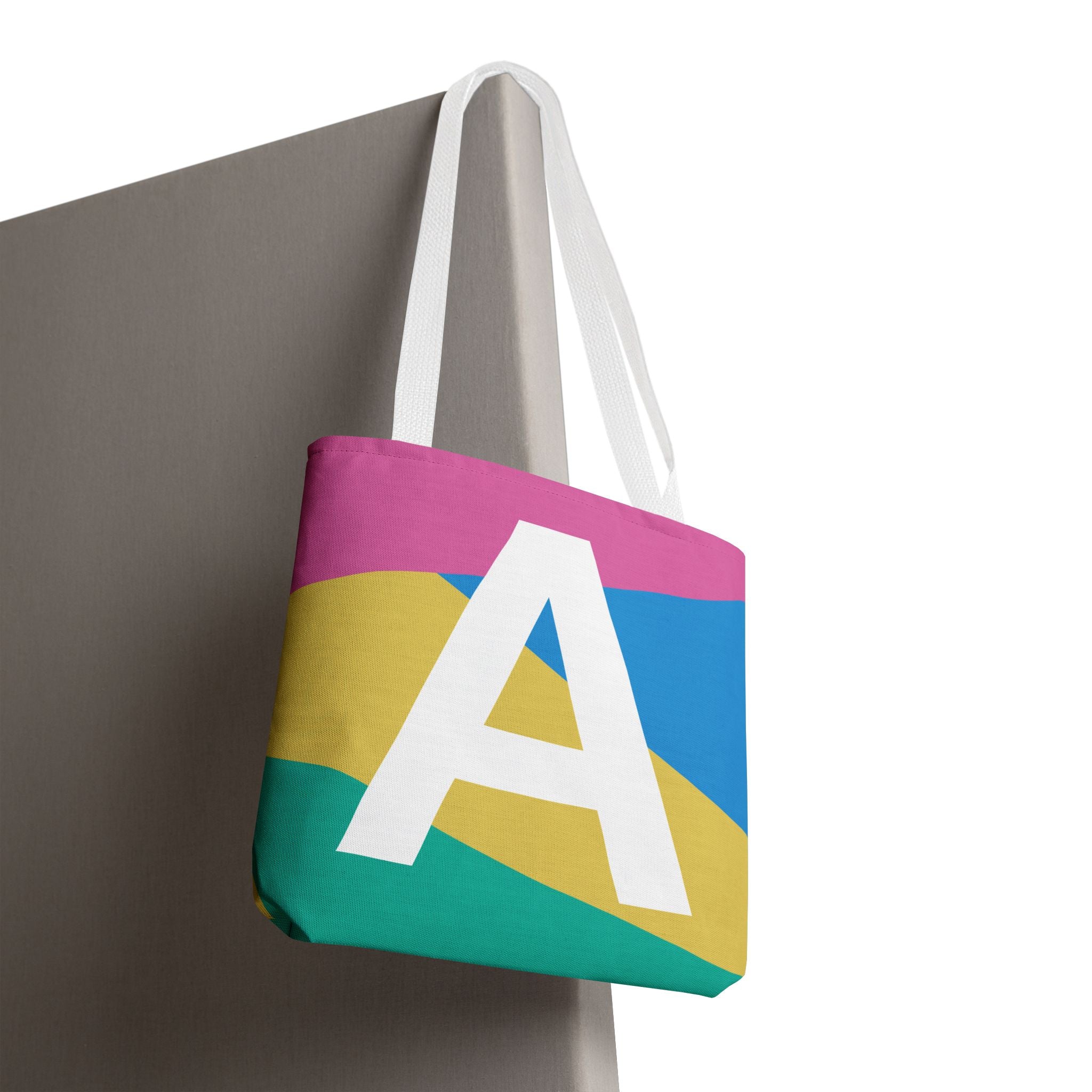 Monogram 'A' Colorblock Tote Bag — Personalized Initial A Shoulder Tote