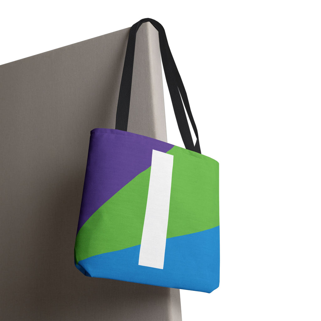Monogram 'I' Colorblock Tote Bag — Personalized Initial I Shoulder Tote