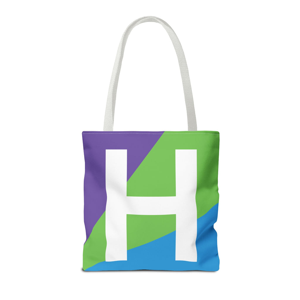 Monogram 'H' Colorblock Tote Bag — Personalized Initial H Shoulder Tote