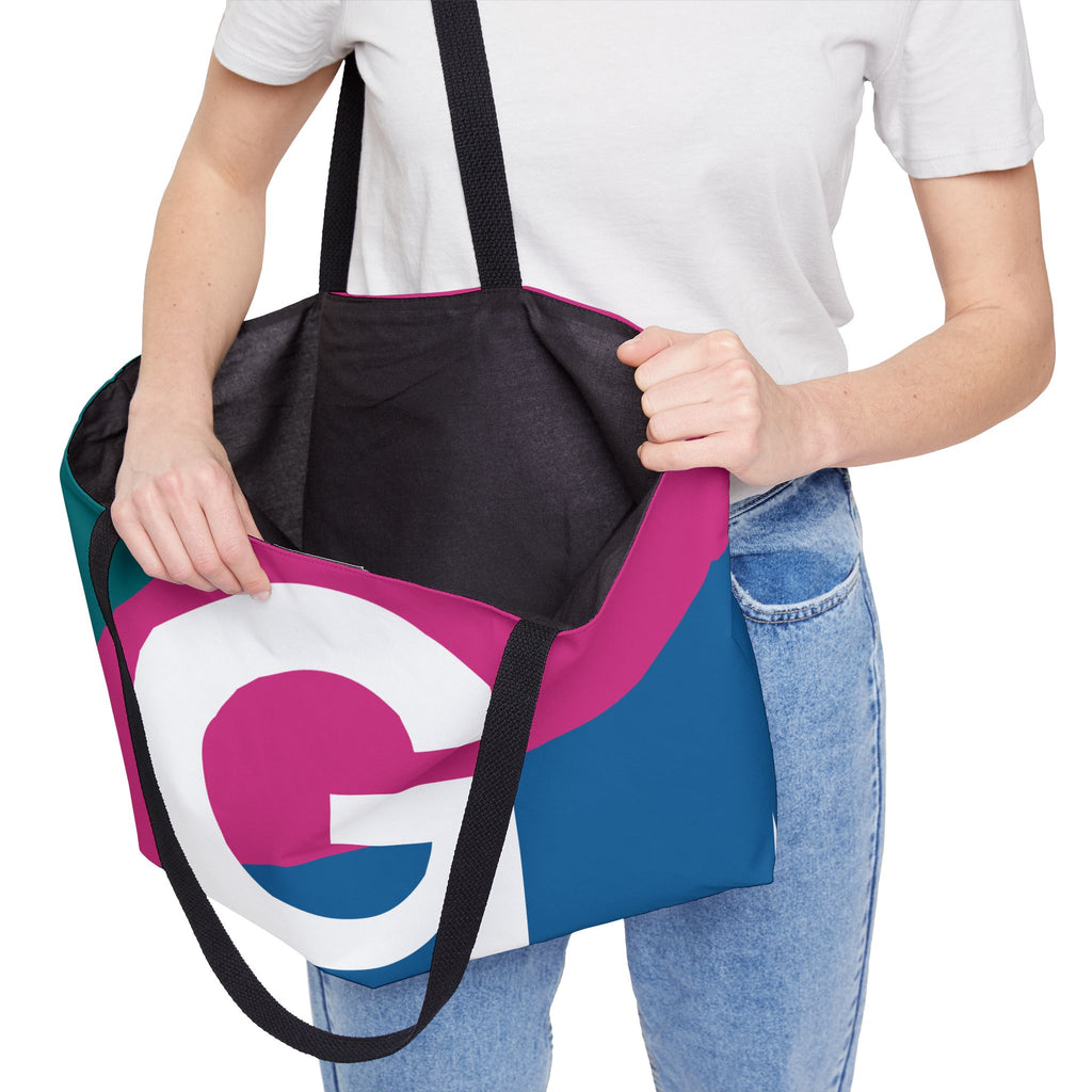 Personalized 'G' Colorblock Tote Bag — Monogram Weekender Tote