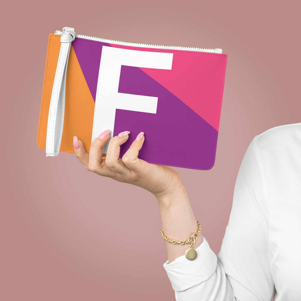 Monogram 'F' Colorblock Clutch Bag — Bold Geometric Wristlet for Everyday & Gifts
