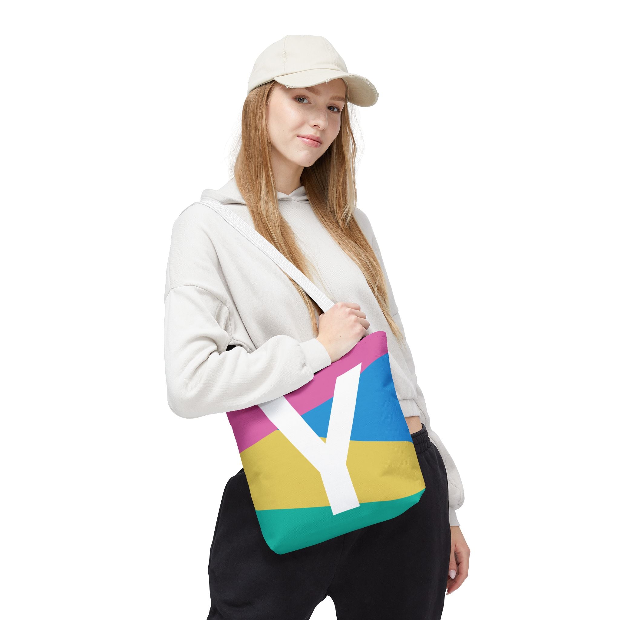 Monogram 'Y' Colorblock Tote Bag — Personalized Initial Y Shoulder Tote