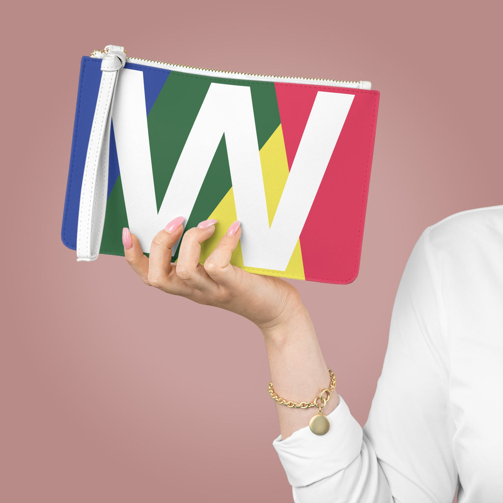 Monogram 'W' Colorblock Clutch Bag — Bold Geometric Wristlet for Everyday & Gifts