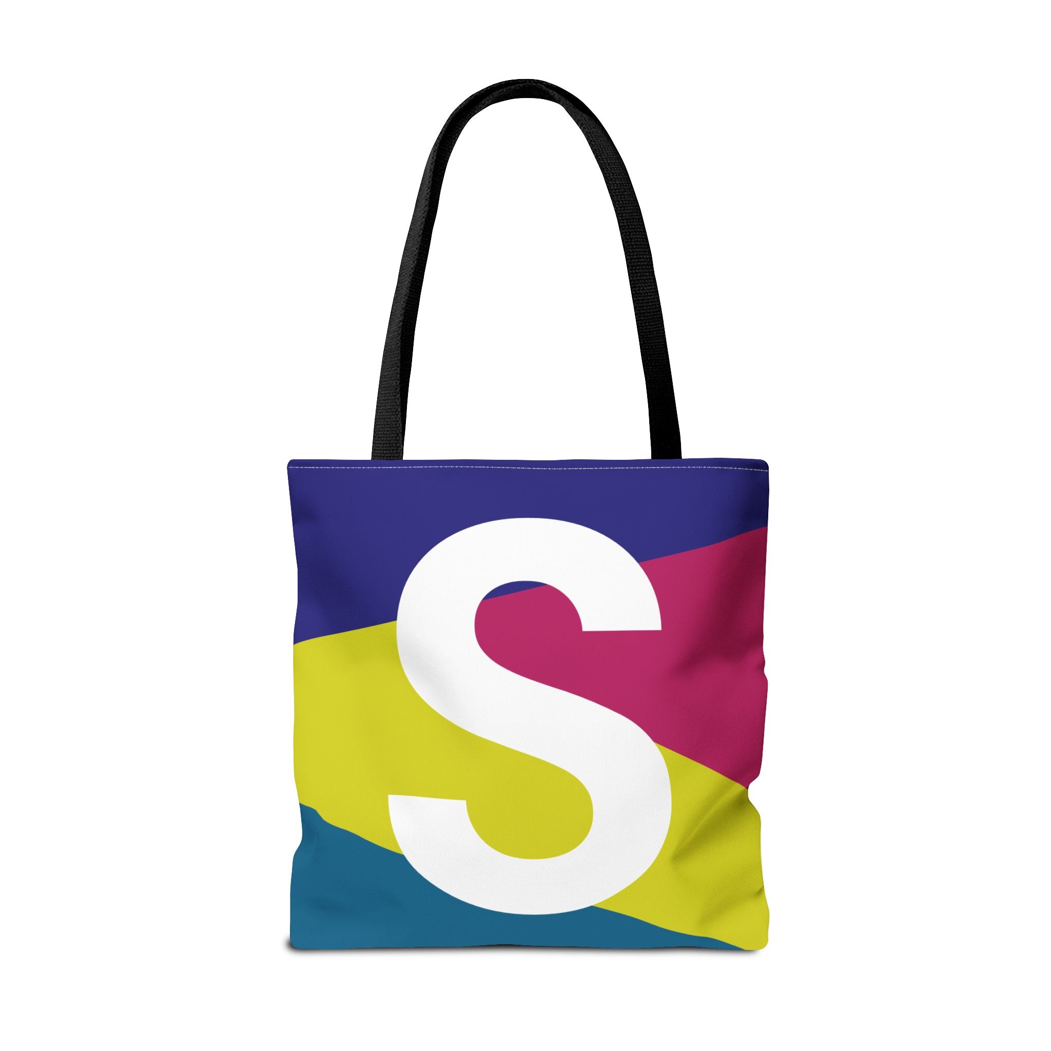 Monogram 'S' Colorblock Tote Bag — Personalized Initial S Shoulder Tote