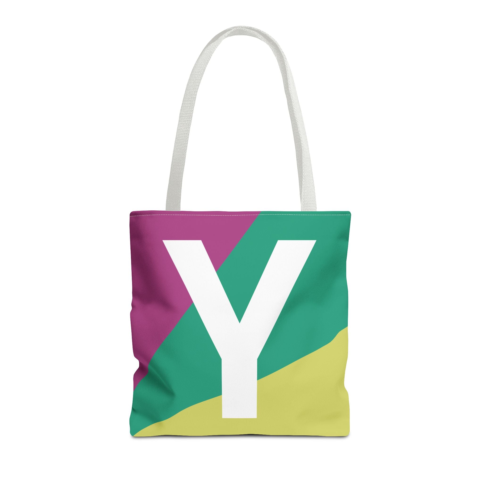 Monogram 'Y' Colorblock Tote Bag — Personalized Initial Y Shoulder Tote