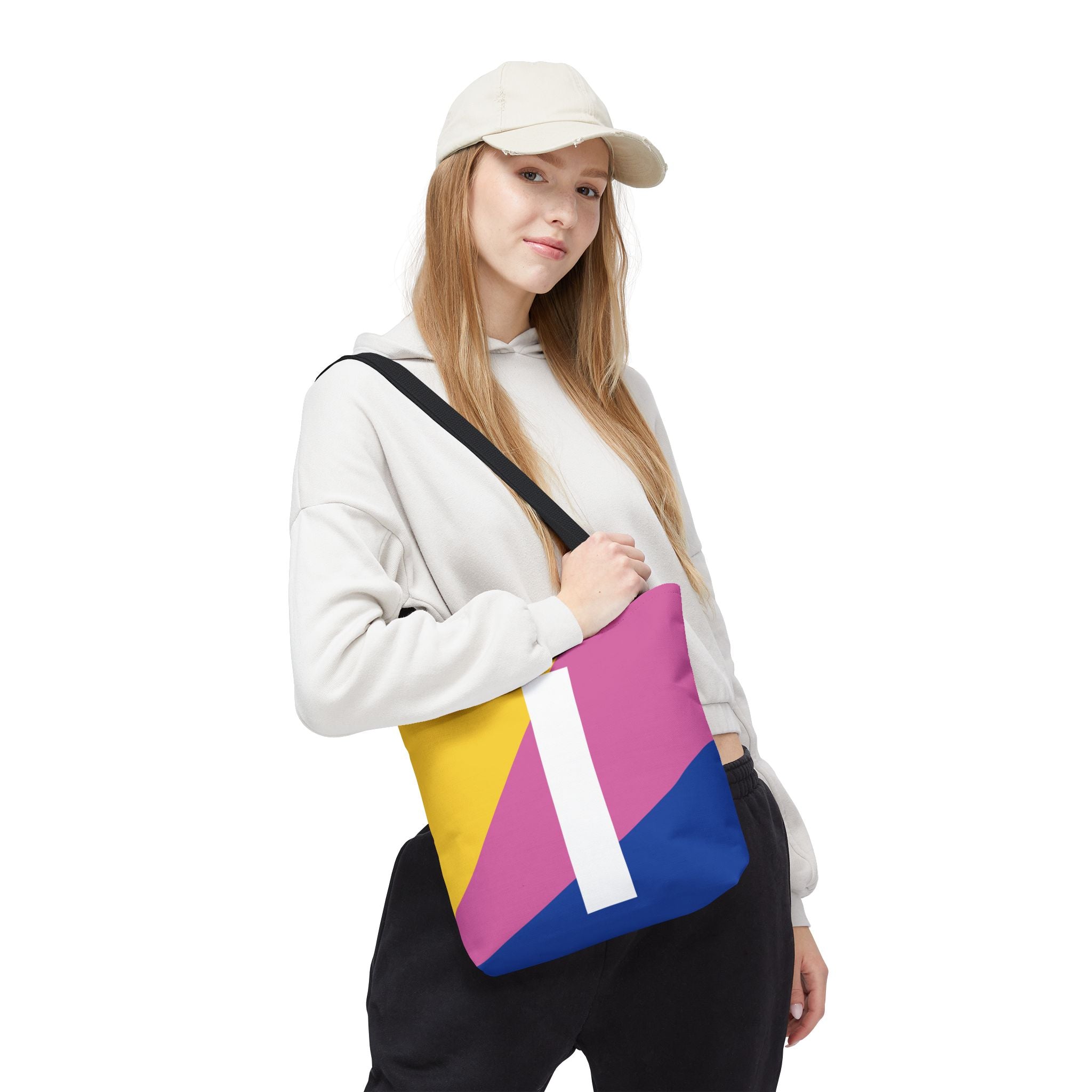 Monogram 'I' Colorblock Tote Bag — Personalized Initial I Shoulder Tote