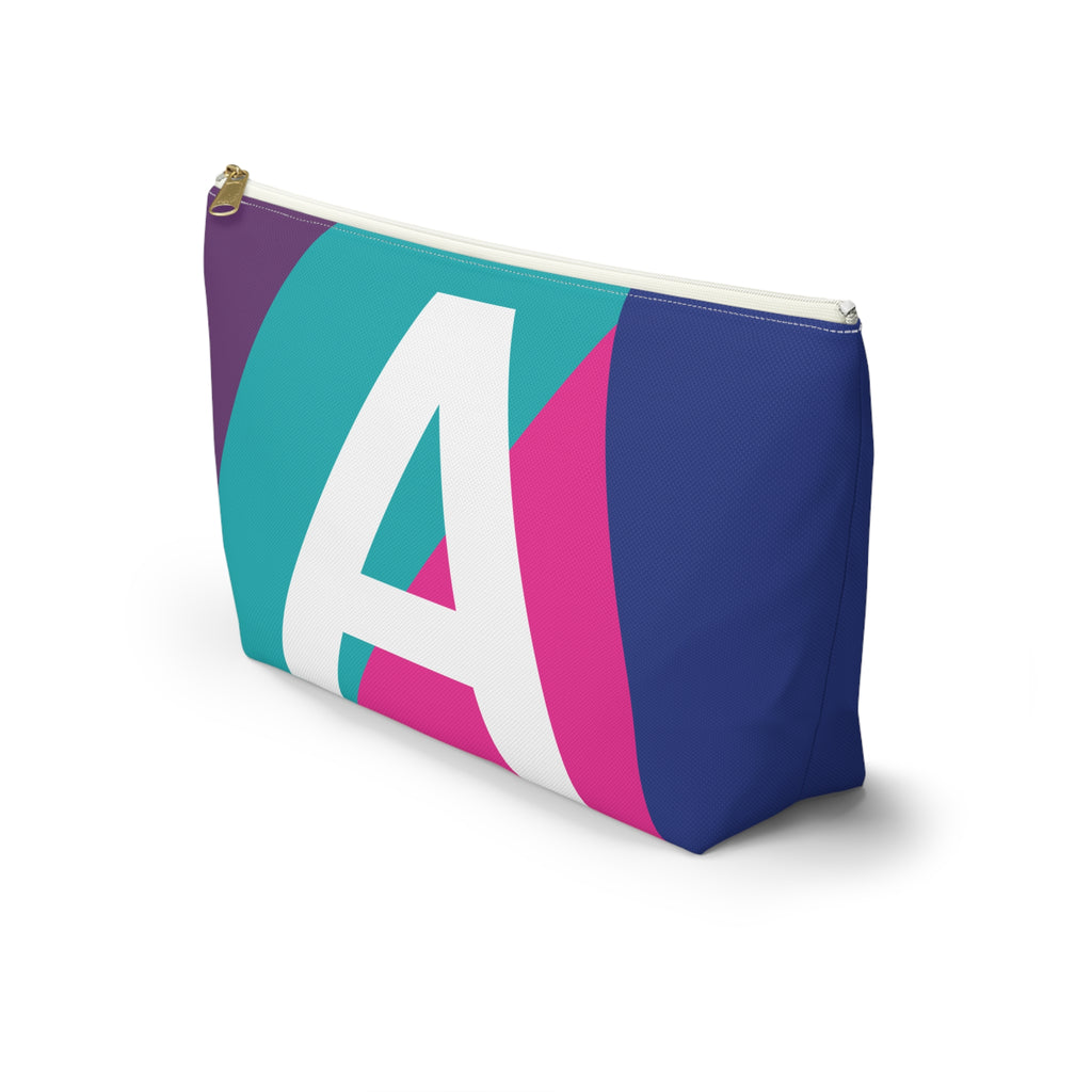 Initials Colorblock Accessory Pouch — Monogram A T-Bottom Cosmetic Bag