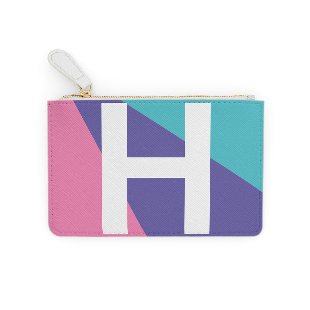 Initial H Mini Clutch — Colorblock Monogram Wristlet Wallet