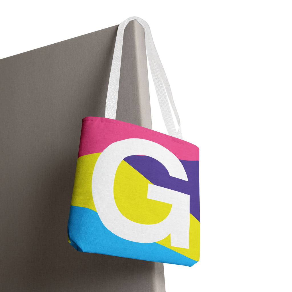 Monogram 'G' Colorblock Tote Bag — Personalized Initial G Shoulder Tote