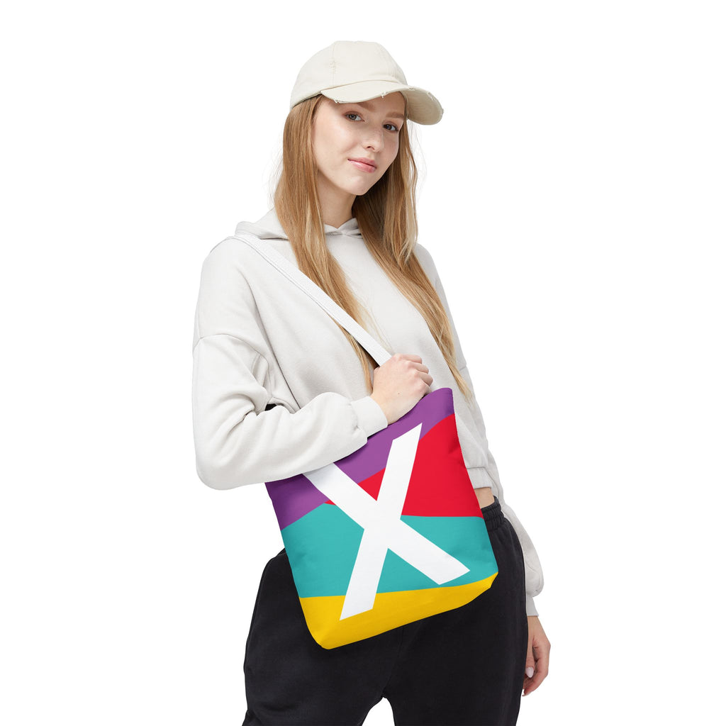 Monogram 'X' Colorblock Tote Bag — Personalized Initial X Shoulder Tote