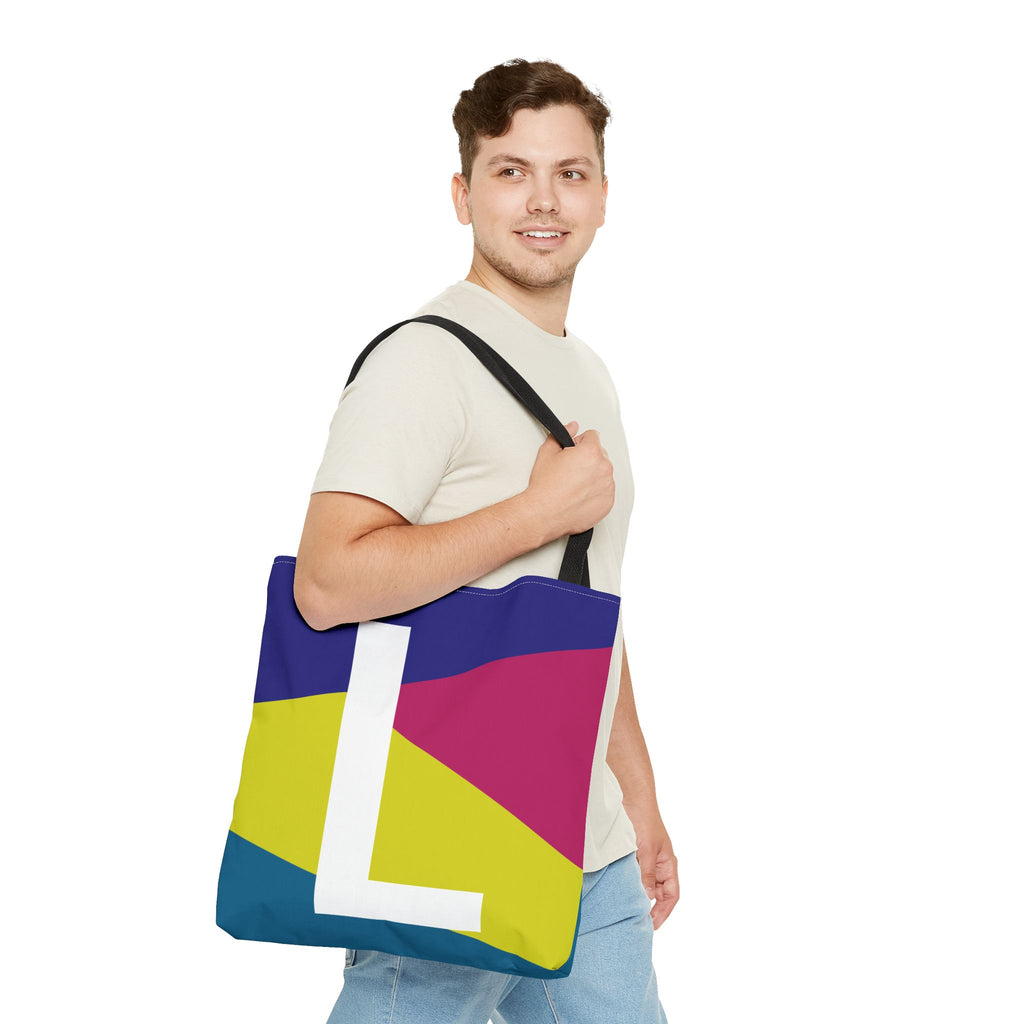Monogram 'L' Colorblock Tote Bag — Personalized Initial L Shoulder Tote