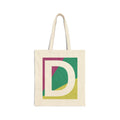Initial D Colorblock Canvas Tote Bag — Monogram Letter D Reusable Grocery Tote