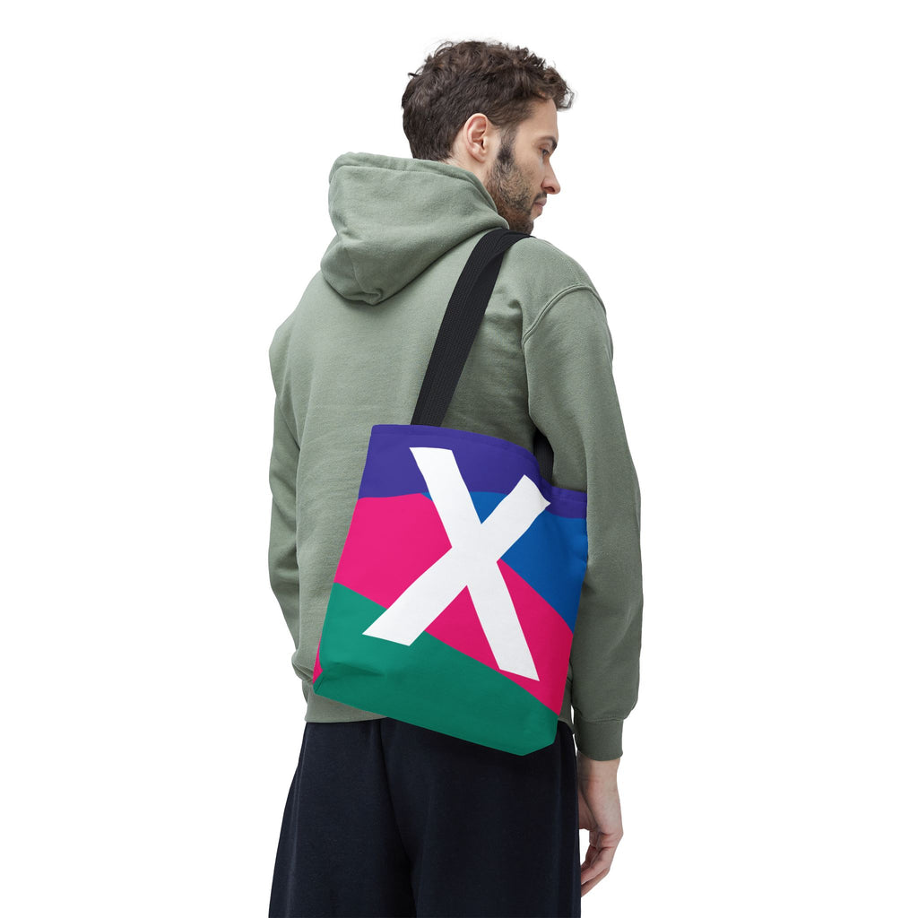 Monogram 'X' Colorblock Tote Bag — Personalized Initial X Shoulder Tote