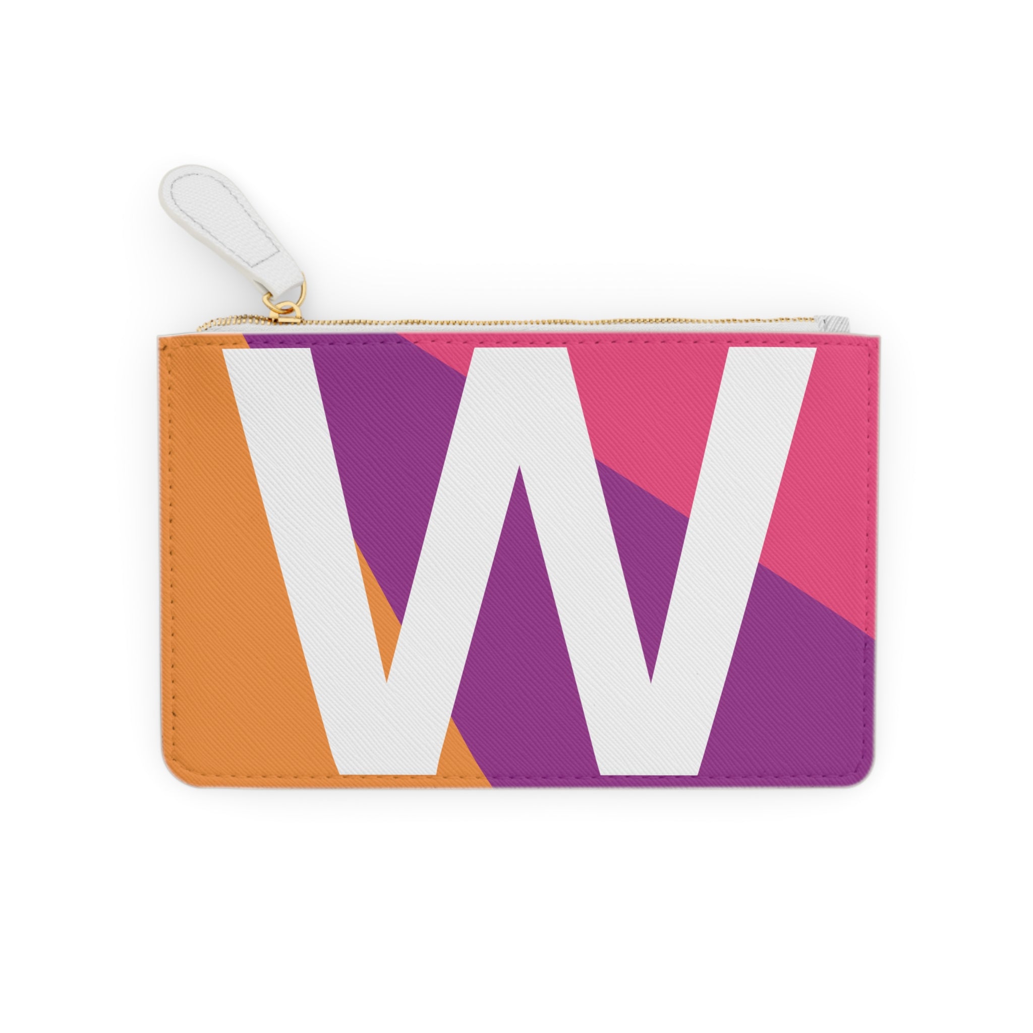 Initial W Mini Clutch — Colorblock Monogram Wristlet Wallet