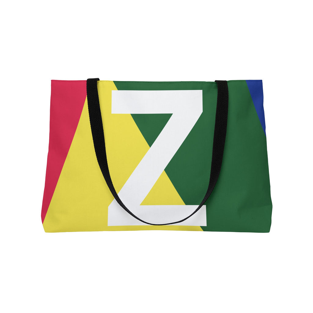 Personalized 'Z' Colorblock Tote Bag — Monogram Weekender Tote