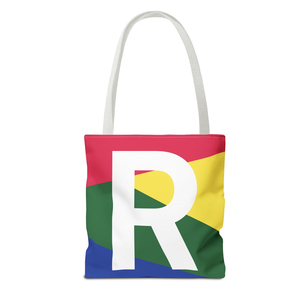 Monogram 'R' Colorblock Tote Bag — Personalized Initial R Shoulder Tote