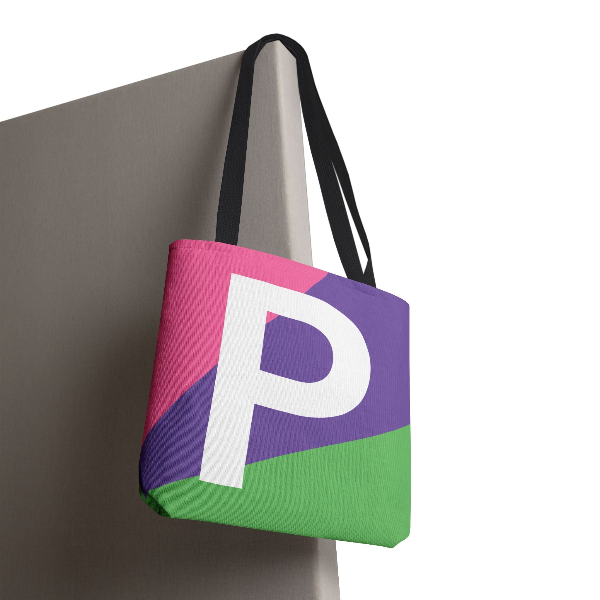 Monogram 'P' Colorblock Tote Bag — Personalized Initial P Shoulder Tote