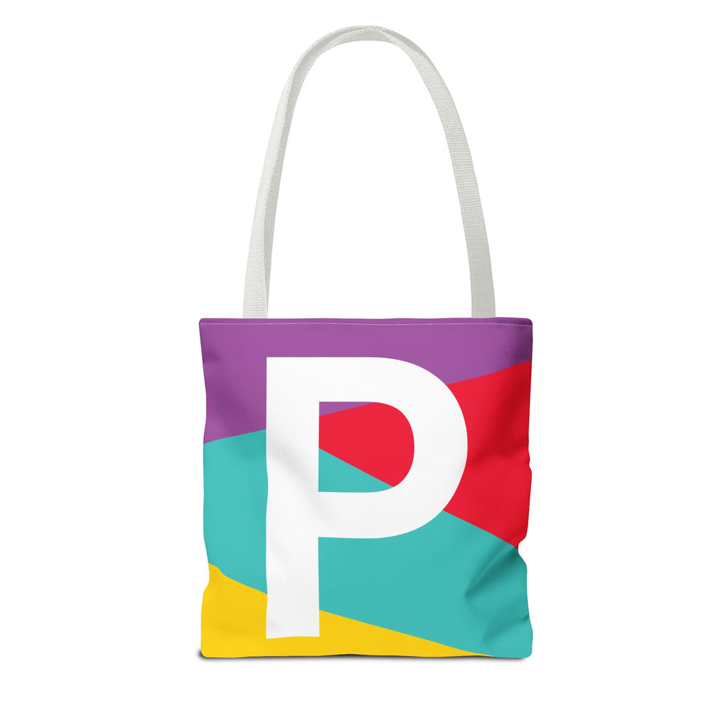 Monogram 'P' Colorblock Tote Bag — Personalized Initial P Shoulder Tote