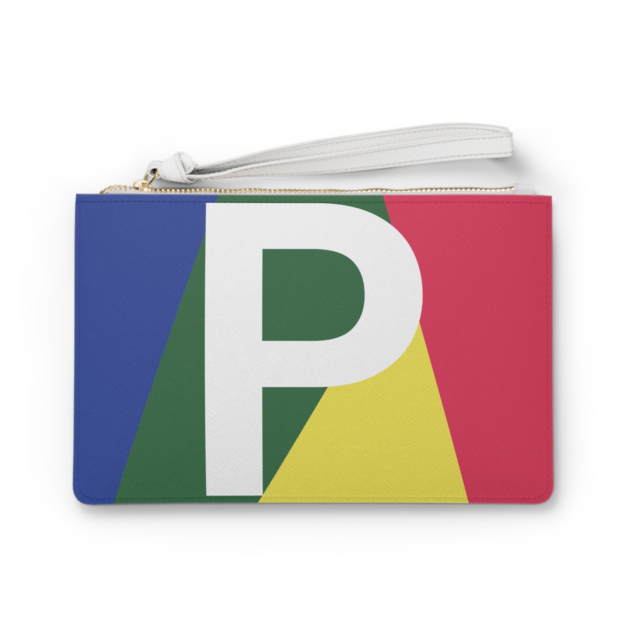 Monogram 'P' Colorblock Clutch Bag — Bold Geometric Wristlet for Everyday & Gifts