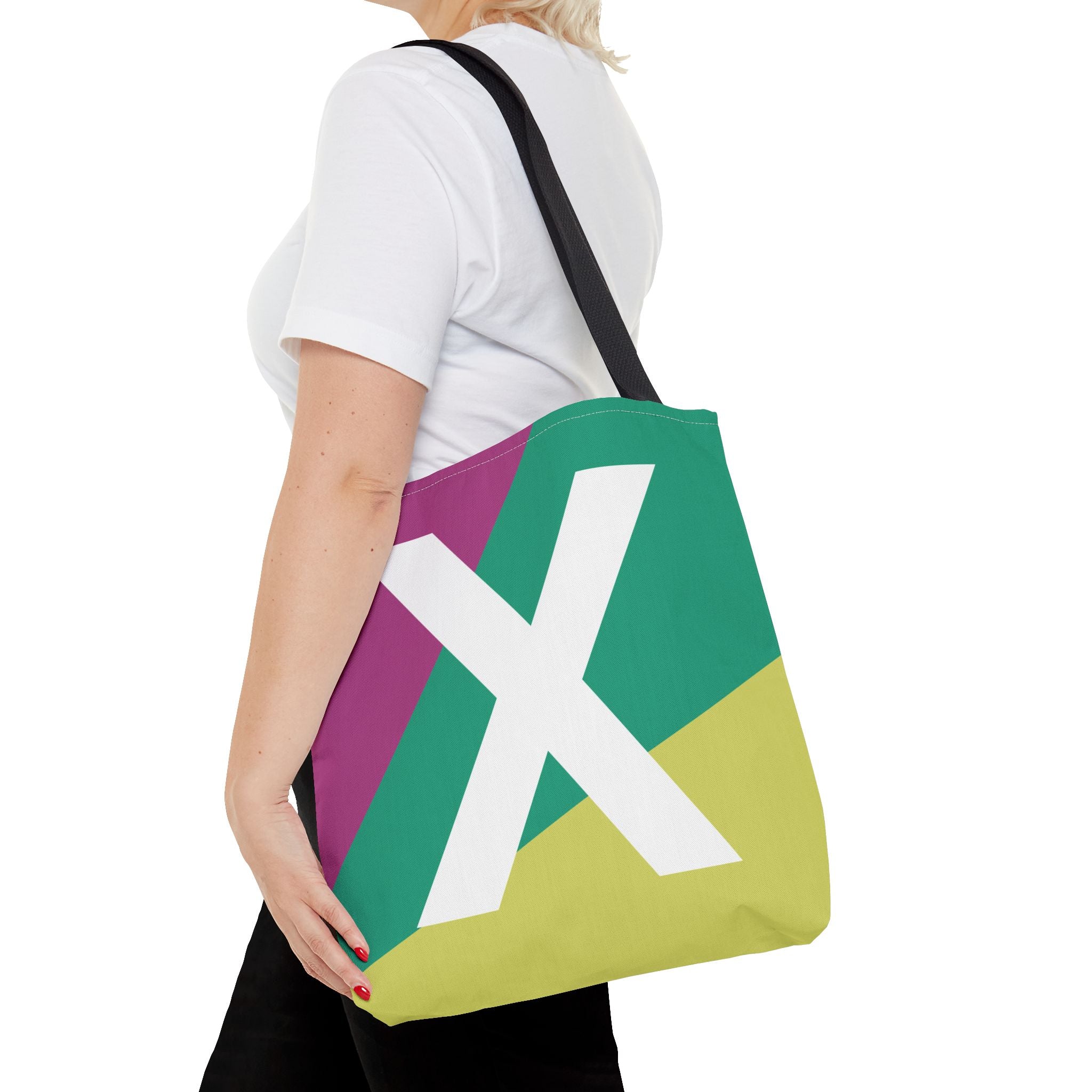 Monogram 'X' Colorblock Tote Bag — Personalized Initial X Shoulder Tote