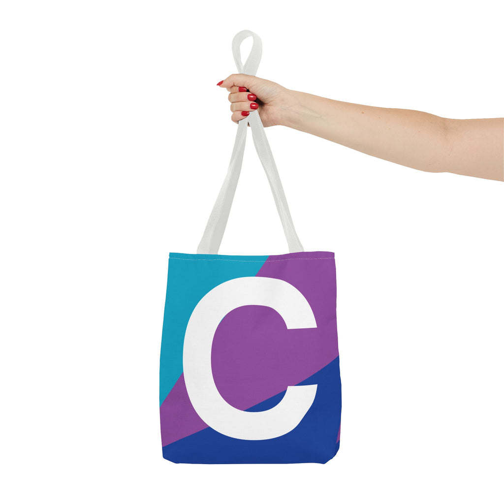 Monogram 'C' Colorblock Tote Bag — Personalized Initial C Shoulder Tote