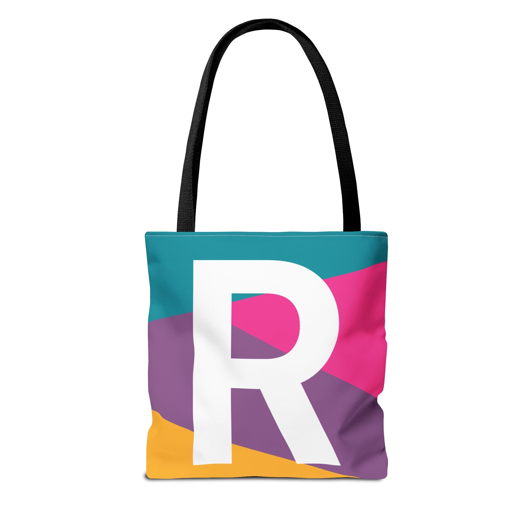 Monogram 'R' Colorblock Tote Bag — Personalized Initial R Shoulder Tote