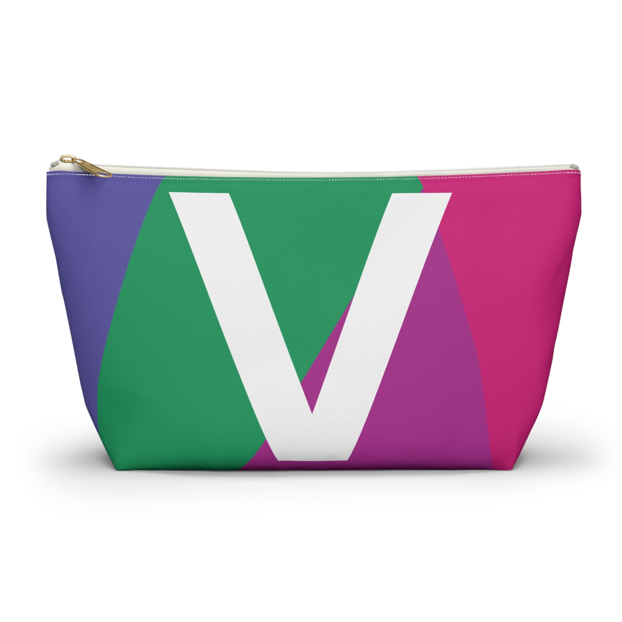 Initials Colorblock Accessory Pouch — Monogram V T-Bottom Cosmetic Bag
