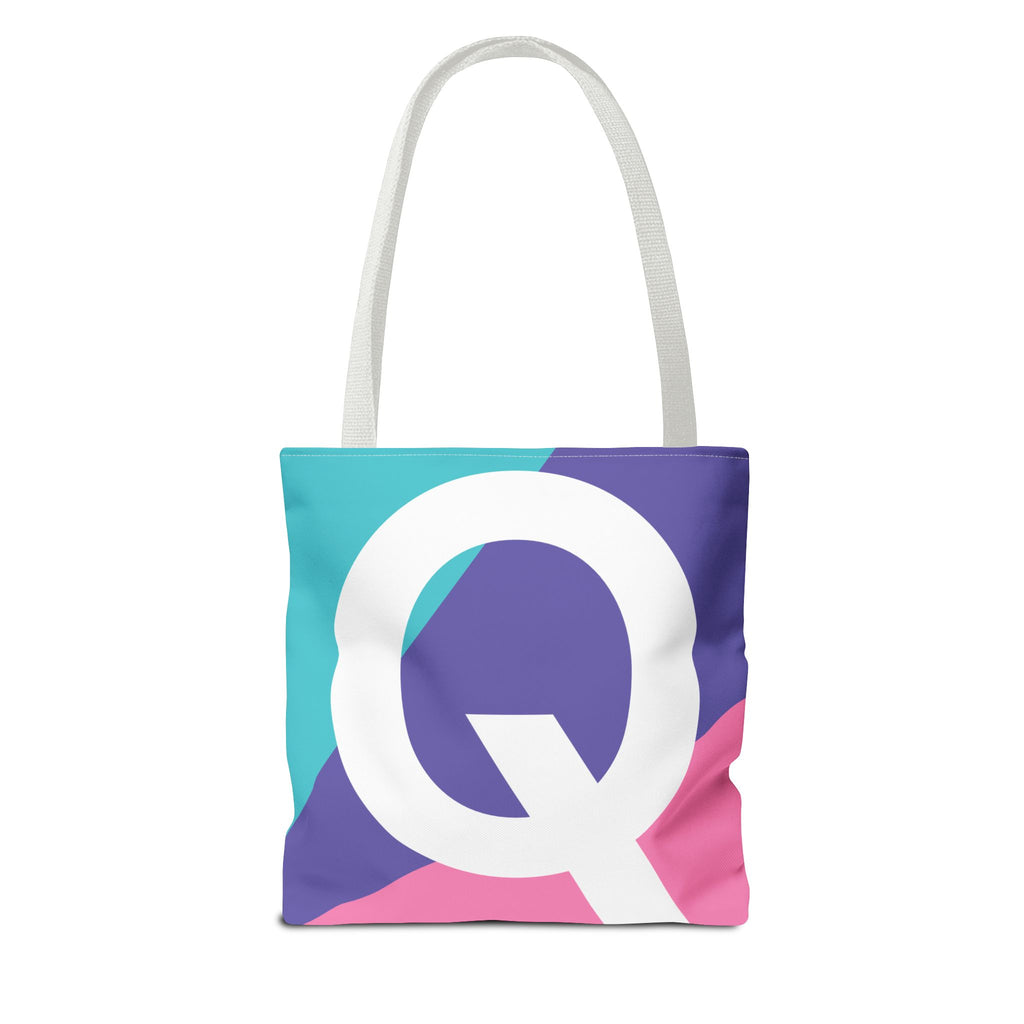 Monogram 'Q' Colorblock Tote Bag — Personalized Initial Q Shoulder Tote