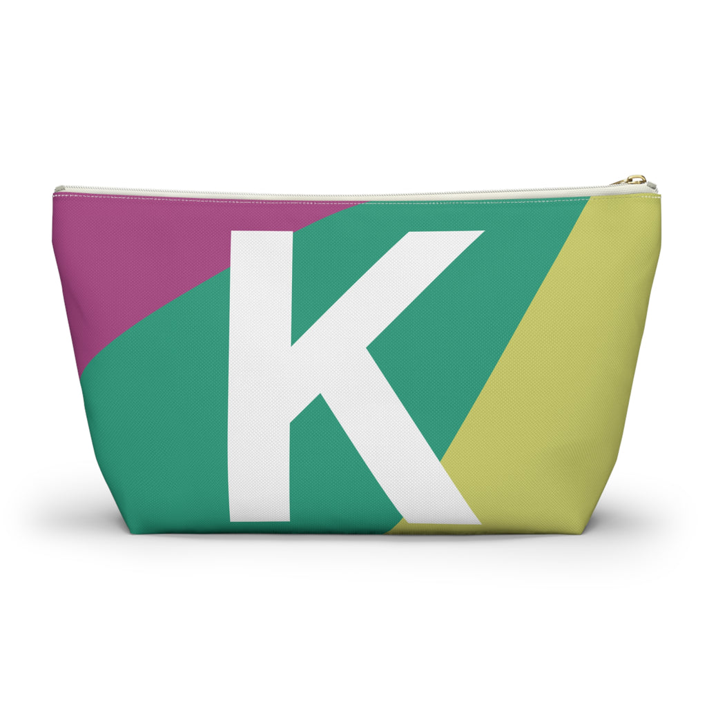 Initials Colorblock Accessory Pouch — Monogram K T-Bottom Cosmetic Bag