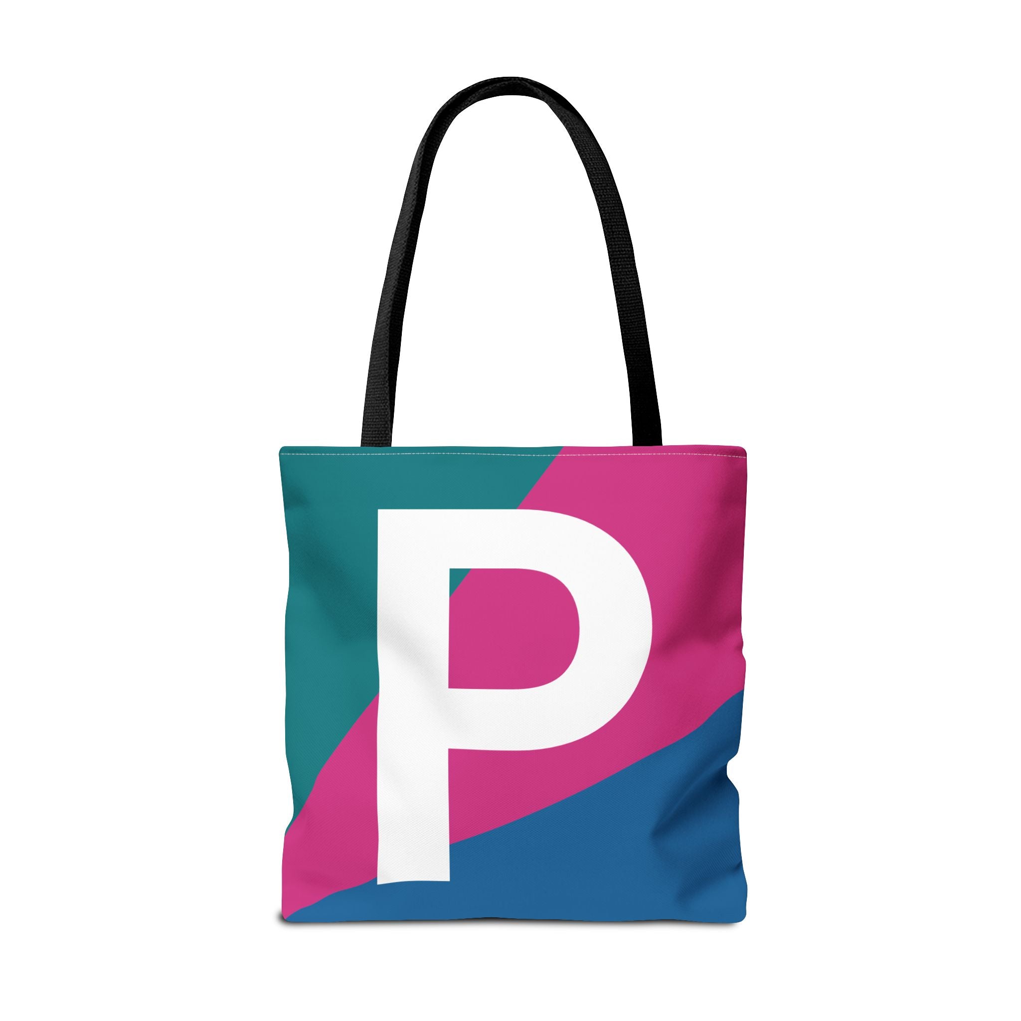 Monogram 'P' Colorblock Tote Bag — Personalized Initial P Shoulder Tote